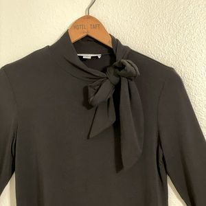Amour Vert - 3/4 Sleeve Tie Neck - Black - Modal - Made in USA - Size XS